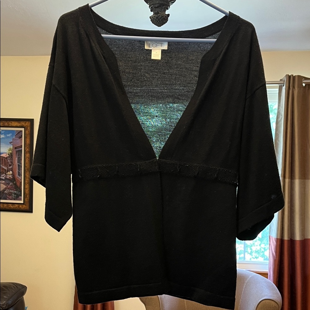 LOFT Elegant Black Knit Top